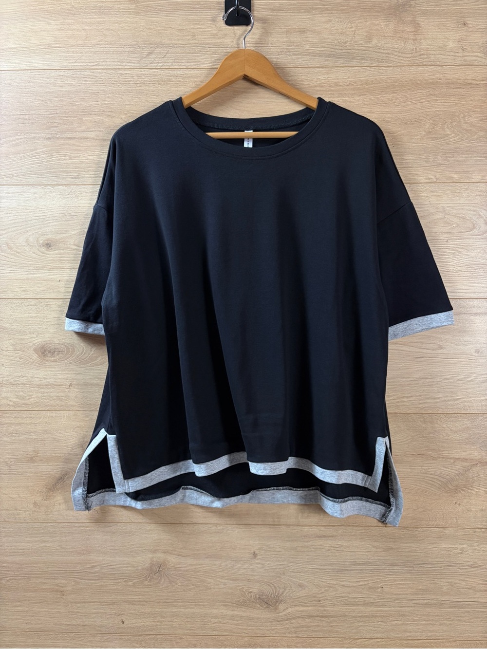 Women's Cotton Black Relaxed Ter with Gray Trim 2XL